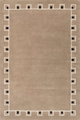 Isolated view of Beige Rectangle Yves Bordered Wool Rug by Nate Berkus, showcasing its design