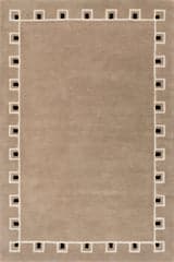 Isolated view of Beige Rectangle Yves Bordered Wool Rug by Nate Berkus, showcasing its design