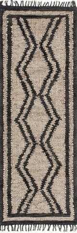 Isolated view of Natural Runner Helix Leather Flatweave Tassels Rug, showcasing its design