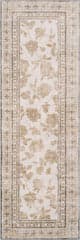 Isolated view of Olive Green Runner Boscage Floral Washable Rug, showcasing its design
