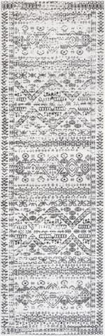 Isolated view of Light Grey Runner Evanescent Moroccan Rug, showcasing its design