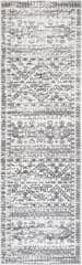 Isolated view of Light Grey Runner Evanescent Moroccan Rug, showcasing its design