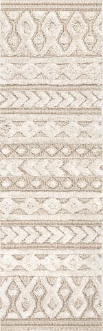 Isolated view of Beige Runner Gracy Textured Geometric Rug, showcasing its design