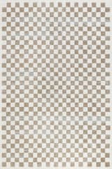 Isolated view of Beige Rectangle Finley Retro Checkered Washable Rug, showcasing its design