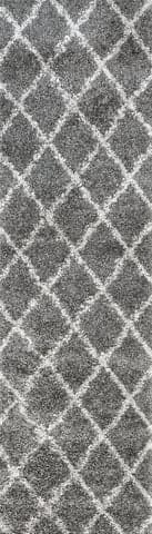 Isolated view of Grey Runner Easy Shag Lattice Rug, showcasing its design