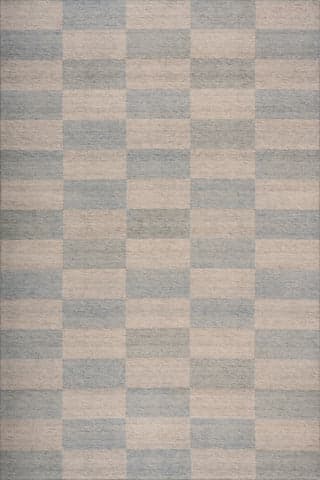 Isolated view of Blue Rectangle Mephira Checkered Washable Rug, showcasing its design