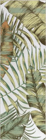 Isolated view of Sage Green Runner Jungle Spill Proof Washable Rug, showcasing its design