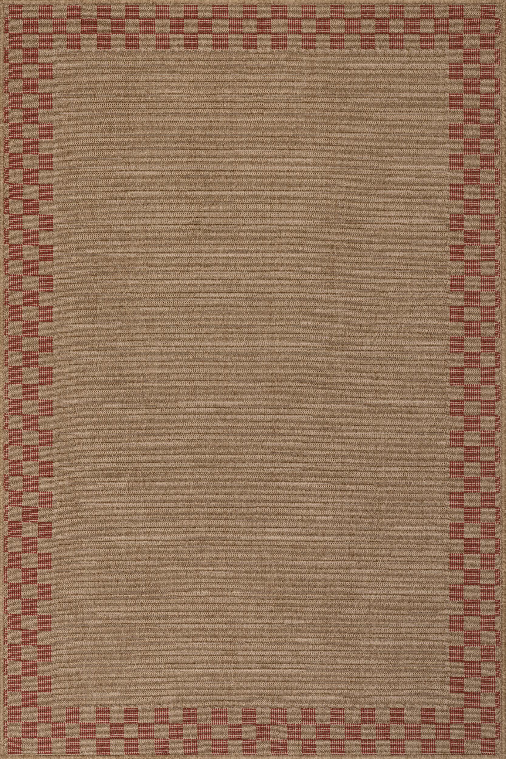 Vesna Bordered Checkered Indoor/Outdoor Rug | Red – Rugs USA
