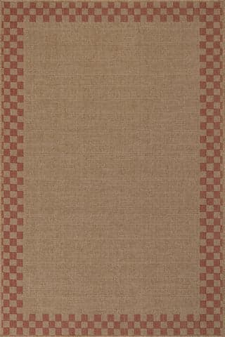 Isolated view of Red Rectangle Vesna Bordered Checkered Indoor/Outdoor Rug, showcasing its design