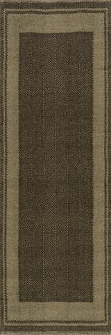 Isolated view of Green Runner Canon Bordered Wool Rug by Nate Berkus, showcasing its design