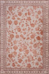 Isolated view of Orange Rectangle Boscage Floral Washable Rug, showcasing its design