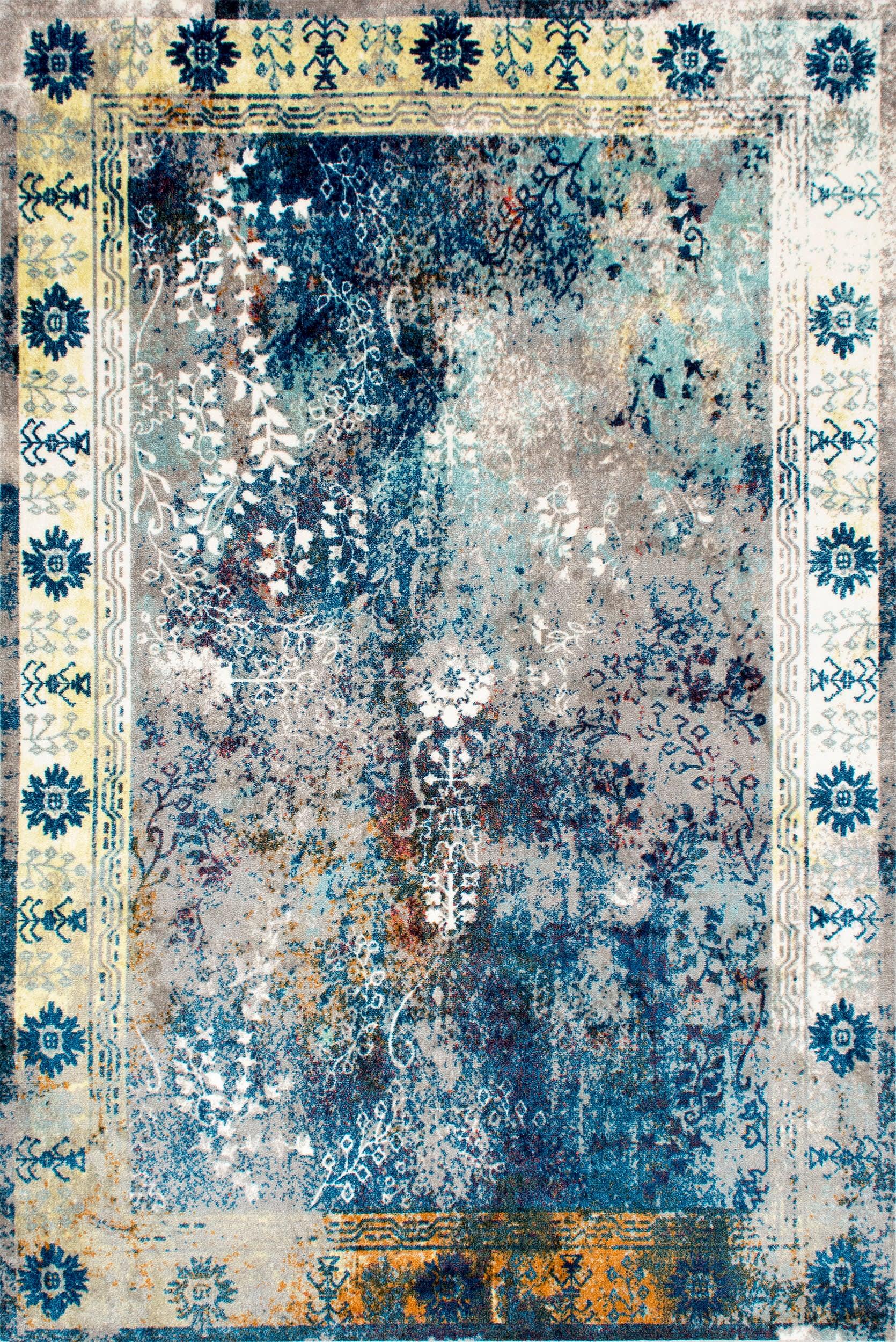 Bleached Frame Rug | Blue – Rugs USA