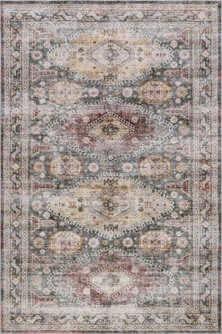 Isolated view of Sage Rectangle Terri Medallion Washable Rug, showcasing its design