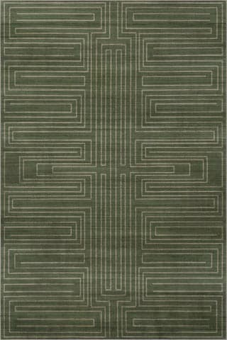 Isolated view of Green Rectangle Illyria Maze Washable Rug, showcasing its design