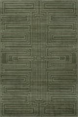 Isolated view of Green Rectangle Illyria Maze Washable Rug, showcasing its design