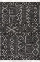 Isolated view of Grey Rectangle Kiki Tasseled Geometric Rug, showcasing its design