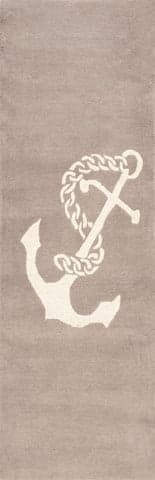 Isolated view of Beige Runner Nautical Anchor Rug, showcasing its design