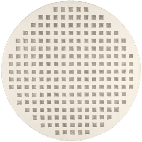 Isolated view of Cream Round Lambertville Plush Textured Washable Rug, showcasing its design