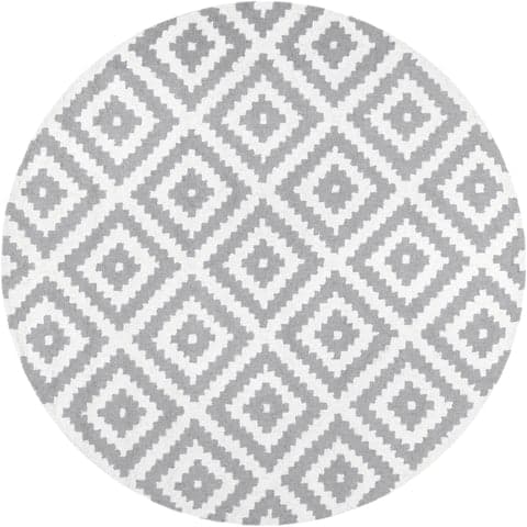 Isolated view of Grey Round Scandinavia Diamond Rug, showcasing its design