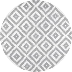 Isolated view of Grey Round Scandinavia Diamond Rug, showcasing its design