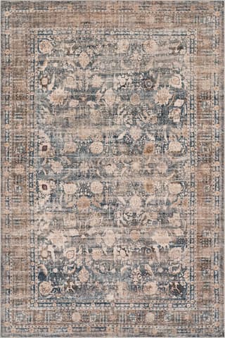 Isolated view of Tan Rectangle Tali Bordered Traditional Rug, showcasing its design
