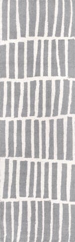 Isolated view of Grey Runner Irregular Parallel Bars Rug, showcasing its design
