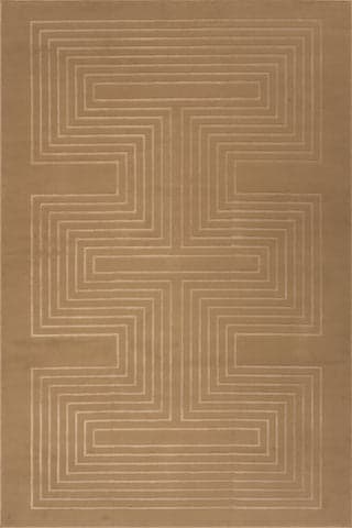 Isolated view of Sand Rectangle Krya Geometric Plush Textured Washable Rug, showcasing its design