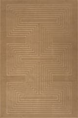 Isolated view of Sand Rectangle Krya Geometric Plush Textured Washable Rug, showcasing its design
