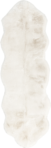 Isolated view of Off White Shaped Waverly Double Faux Sheepskin Pelt Plush Cloud Washable Rug, showcasing its design