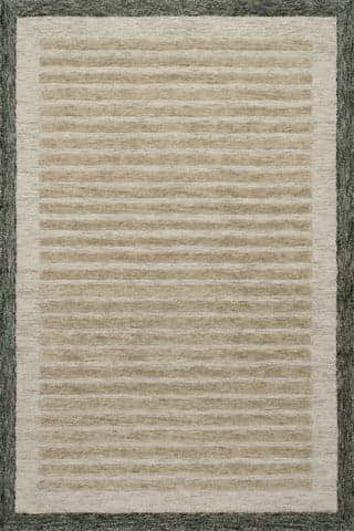 Isolated view of Beige Rectangle Caly Modern Bordered Wool Rug, showcasing its design