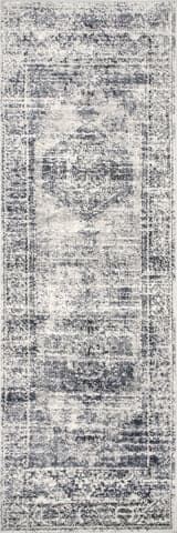 Isolated view of Blue Runner Barbed Iris Medallion Rug, showcasing its design