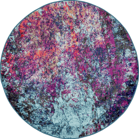 Isolated view of Multicolor Round Cloud Nebula Abstract Rug, showcasing its design