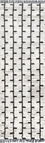Isolated view of Beige Runner Angela Vine Fringed Rug, showcasing its design