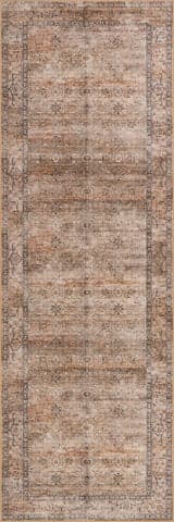 Isolated view of Taupe Runner Myrtle Spill Proof Washable Vintage Rug, showcasing its design