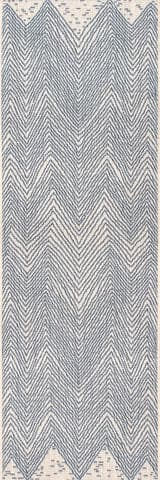 Isolated view of Blue Runner Wavy Chevron Indoor/Outdoor Rug, showcasing its design