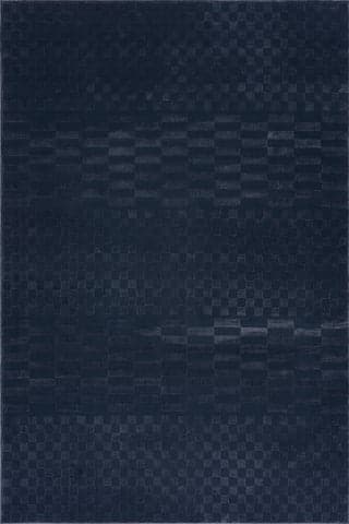 Isolated view of Blue Runner Vira Checkered Plush Textured Washable Rug, showcasing its design
