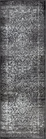 Isolated view of Dark Grey Runner Persian Wreath Rug, showcasing its design