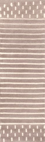 Isolated view of Taupe Runner Mandia Striped Rug, showcasing its design