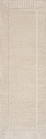 Isolated view of Cream Runner Tiera Bordered Plush Textured Washable Rug, showcasing its design