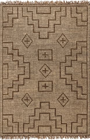 Isolated view of Natural Rectangle Giovanna Tuareg Mat Rug, showcasing its design