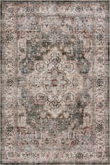 Isolated view of Brown Rectangle Erica Oriental and Persian Washable Rug, showcasing its design