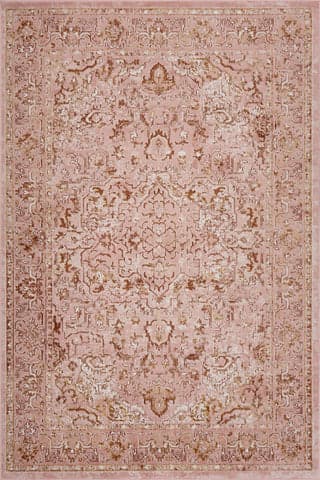 Isolated view of Pink Runner Lianna Washable Vines Rug, showcasing its design