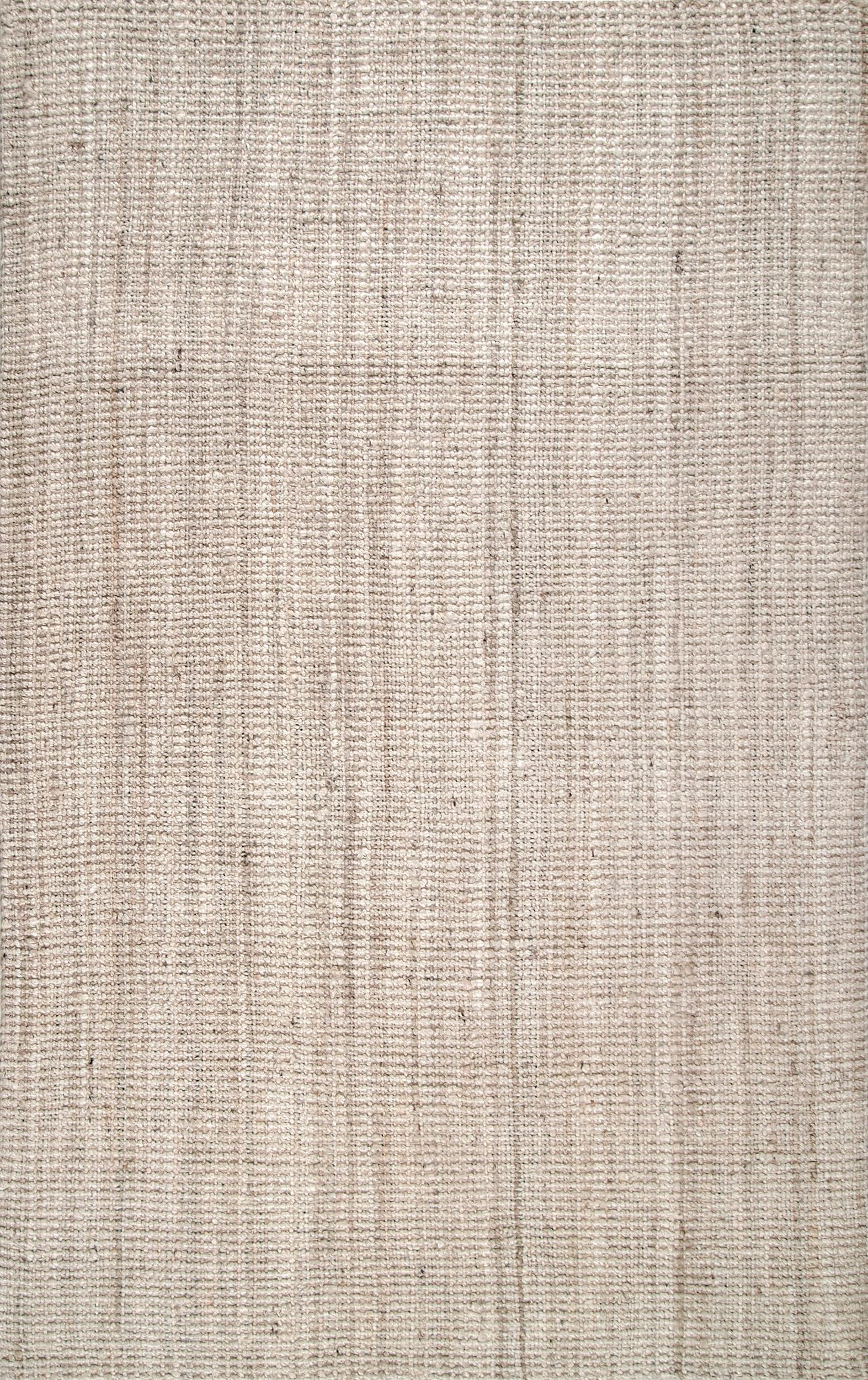 Handwoven Jute Ribbed Solid Rug | Off White