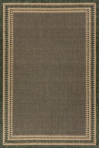 Isolated view of Green Rectangle Loenya Modern Bordered Indoor/Outdoor Rug, showcasing its design