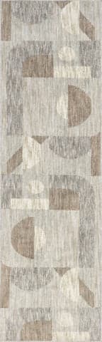 Isolated view of Beige Runner Salia Renewed Moons Rug, showcasing its design