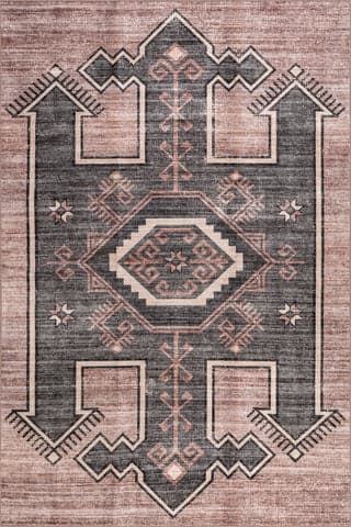 Isolated view of Blush Rectangle Sagebrush Geometric Spill Proof Washable Rug, showcasing its design
