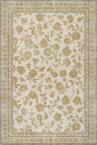 Isolated view of Olive Green Rectangle Botanica Hand-Tufted Botanical Wool-Blend Rug, showcasing its design