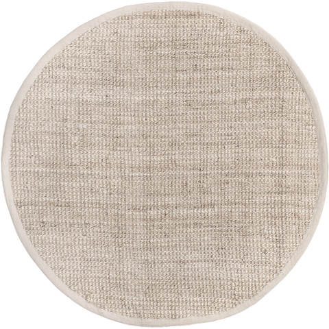 Isolated view of Off White Round Handwoven Jute Ribbed Solid Rug, showcasing its design