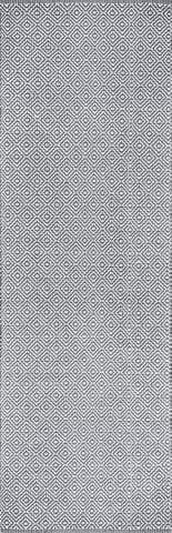 Isolated view of Grey Runner Diamond Cotton Check Flatwoven Rug, showcasing its design