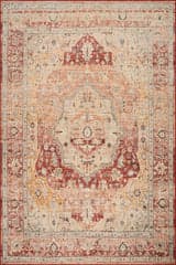 Isolated view of Red Runner Elarin Traditional Medallion Washable Rug, showcasing its design